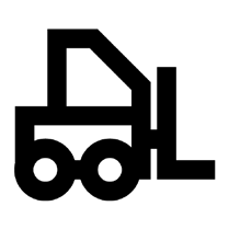 Black forklift icon on white background