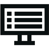 Black computer screen with checklist icon on white background