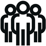 Black group of people icon on white background