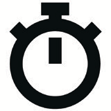 Black stopwatch icon on white background
