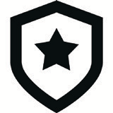 Black shield icon on white background