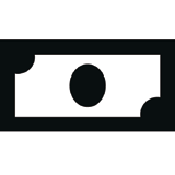 Black money bills icon on white background