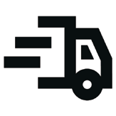 Black truck delivery icon on white background