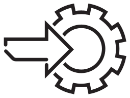 Black line chart icon with upward trend on white background