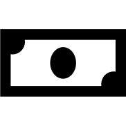 Black dollar bill icon on white background