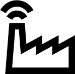 Black factory icon on white background