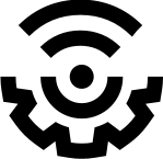 Black wireless signal icon on white background