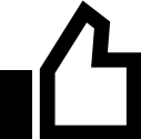 Black thumbs up icon on white background