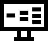 Black computer screen icon on white background