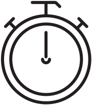 Black clock icon on white background