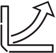 Black upward arrow inside a square icon on white background
