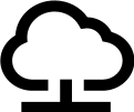Black cloud icon on white background