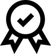 Black ribbon award icon on white background