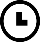 Black clock icon on white background