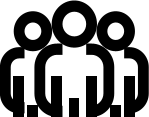 Black magnifying glass icon on white background