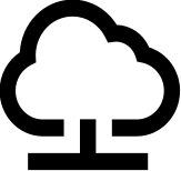 Black cloud with arrow icon on white background