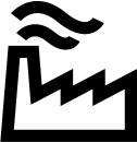 Black factory icon on white background
