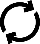 Black circular arrow icon on white background
