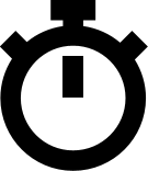 Black stopwatch icon on white background