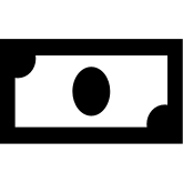 Black money bill icon on white background