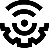 Black wireless signal icon on white background