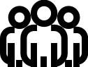Black group of people icon on white background