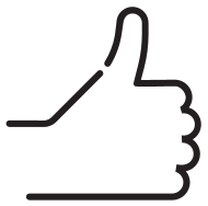 Black thumbs-up icon on white background
