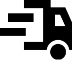 Black delivery truck icon on white background
