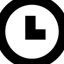 Black clock icon on white background