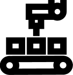 Black laser cutting machine icon on white background