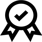 Black award ribbon icon on white background