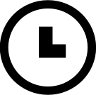 Black clock icon on white background