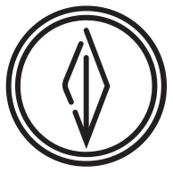 Black compass icon on white background