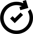 Black clipboard with checkmarks icon on white background