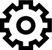 Black gear icon on white background