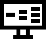 Black computer monitor icon on white background