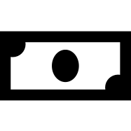 Black dollar bill icon on white background