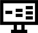 Black computer screen icon on white background