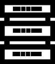 Black server stack icon on white background