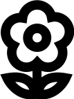 Black flower icon on white background