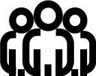 Black group of people icon on white background