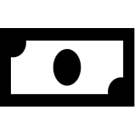 Black money bill icon on white background