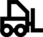 Black forklift truck icon on white background