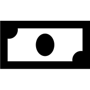 Black line chart icon with upward trend on white background