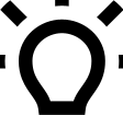 Black lightbulb icon on white background