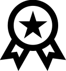 Award ribbon icon on white background