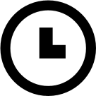 Black clock icon on white background