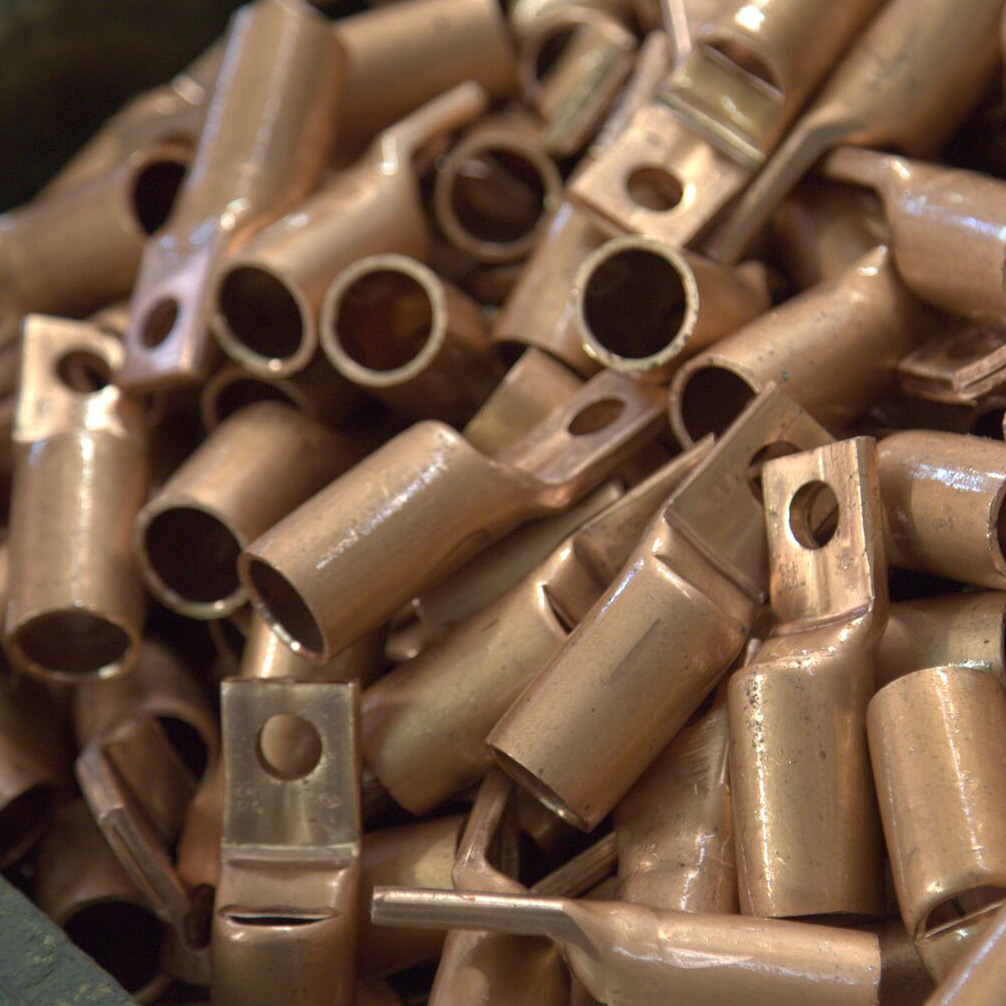 close-up photo of copper-colored metal connectors