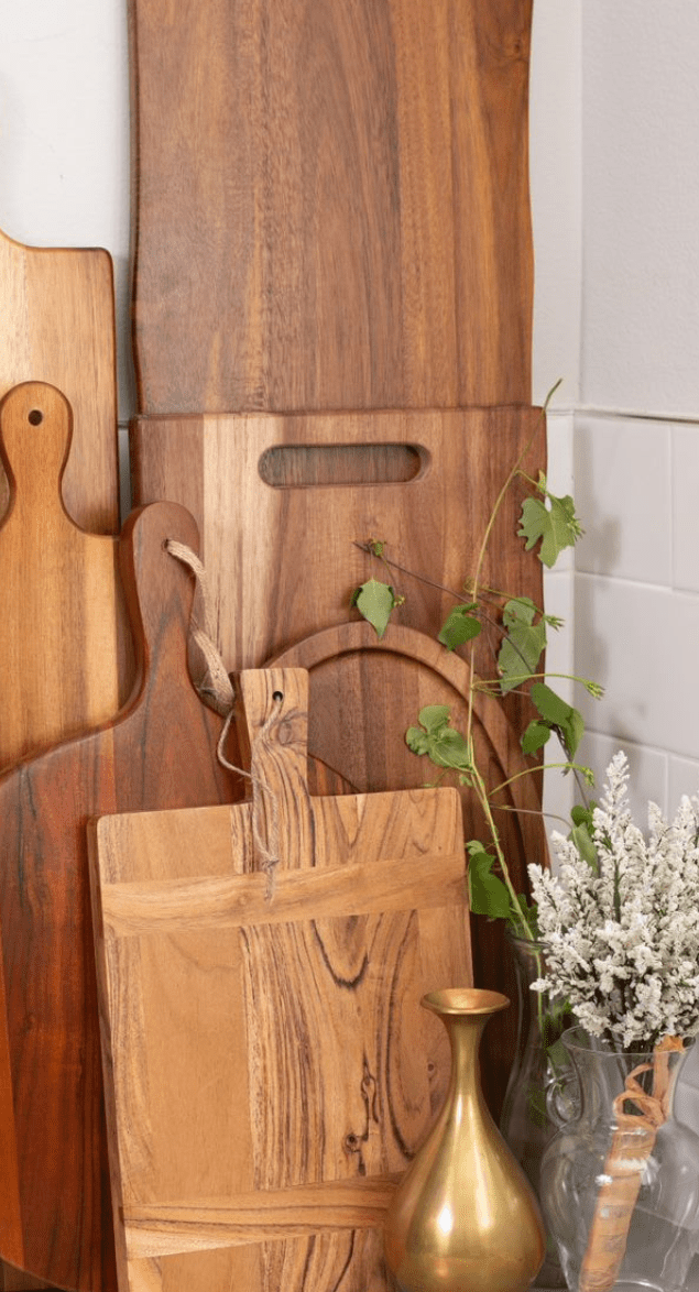 wooden cutting boards and kitchen decor photo