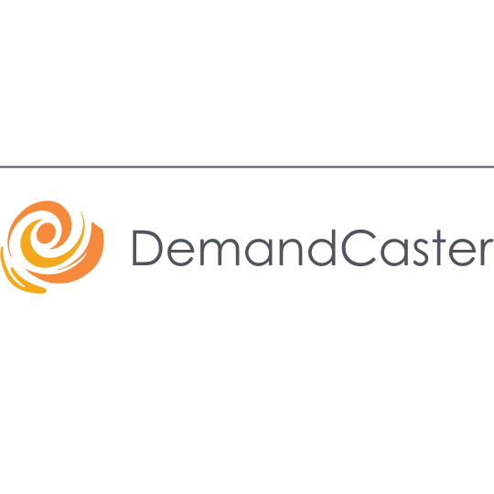 orange DemandCaster swirl logo graphic